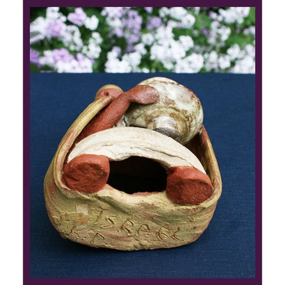 vintage David Kalderon clay statue woman holding pot - Israel - Picture 2 of 6